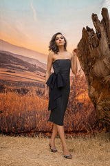 Black Lurex Bow Dress