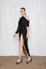 Cowl Black Cocktail Dress
